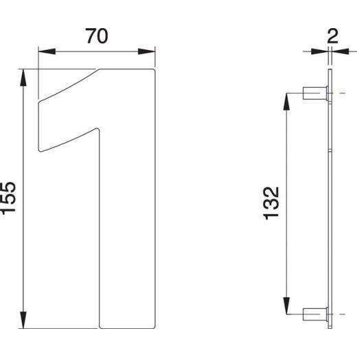 edi - Hausnummer Ziffer 1 VA ma 150 mm B.70 mm