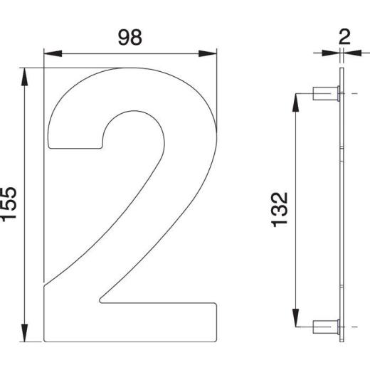 edi - Hausnummer Ziffer 2 VA ma 150 mm B.98 mm