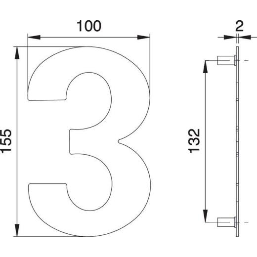 edi - Hausnummer Ziffer 3 VA ma 150 mm B.100 mm