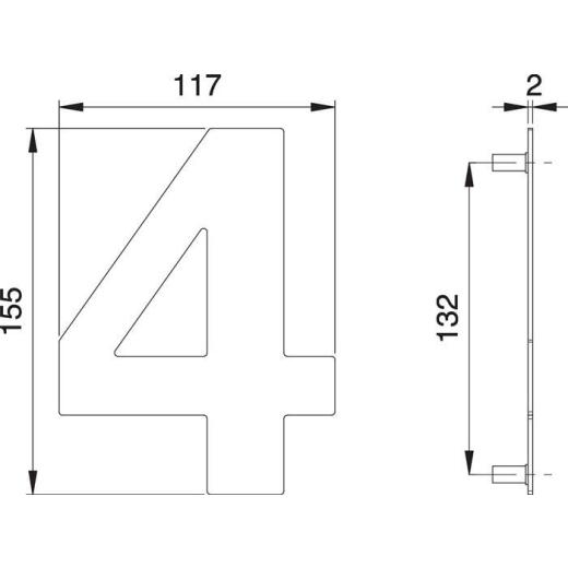 edi - Hausnummer Ziffer 4 VA ma 150 mm B.117 mm