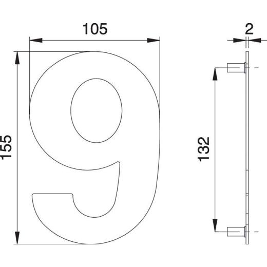 edi - Hausnummer Ziffer 6/9 VA ma 150 mm B.105 mm