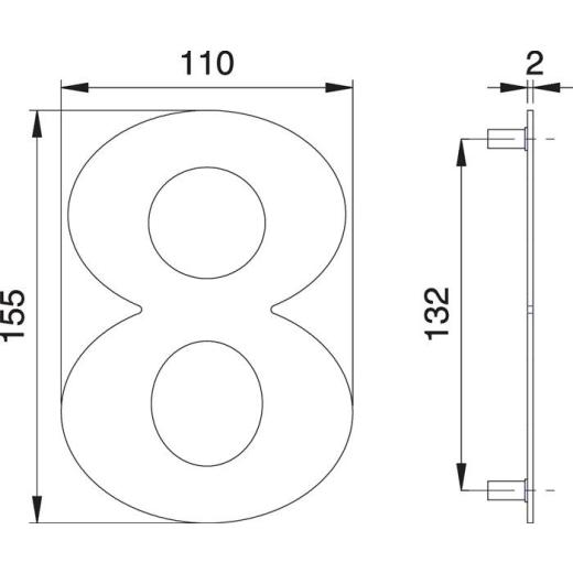 edi - Hausnummer Ziffer 8 VA ma 150 mm B.110 mm