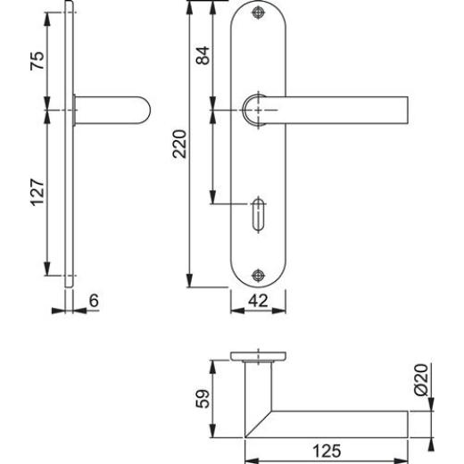 Hoppe - Langschildgarnitur Ams.E1400Z/302 VA F69 OB 72mm