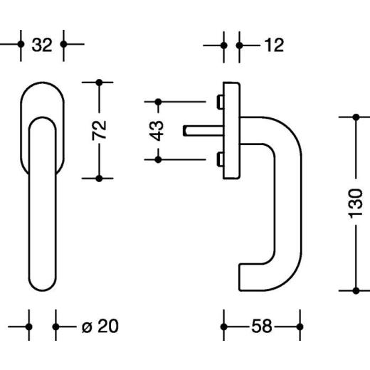 HEWI Fenstergriff 111PBFG PA 98 signalweiß 30 mm Stand.