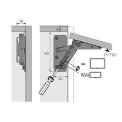 Hochklappbeschlag Lift,80-220N STA vern.75Grad HETTICH