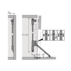 Klappenhalter Klassik D m.Magnet-Zuhaltung STA vern.re.L.290mm HETTICH