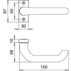 edi - Profil-Türdrückerlochteil 2308/0800 Alu.F1 käntig 8 mm gekr.