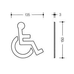 HEWI Symbol Barrierefrei 801.91.030 PA Farb-Nr.90 B.135 mm H.150 mm S.3 mm