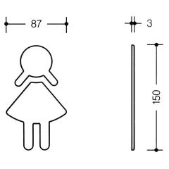 HEWI Symbol Frau 801.91.020 PA Farb-Nr.90 B.87 mm H.150 mm S.3 mm