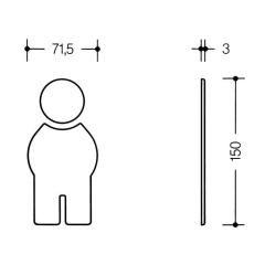 HEWI Symbol Mann 801.91.010 PA Farb-Nr.99 B.71,5 mm H.150 mm S.3 mm