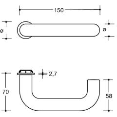 HEWI Türdrückerpaar 111PCM06.230 Kunststoff 90 m.Mini-Drückerrosette 4-KT.8 mm