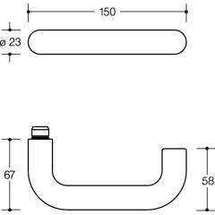 HEWI Türdrückerlochteil 111.23PBRLT Kunststoff 90 tiefschwarz ma 4-KT.8 mm DIN L/R