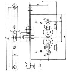 Bever Spezialeinsteckschloss f.Metalltüren PZW 20/65/72/8 mm DIN L/R verz.rund