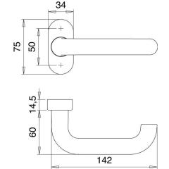 edi - Profil-Türdrückerlochteil 1030/2033 VA EST ov.8 mm ger.