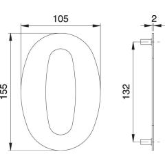 edi - Hausnummer Ziffer 0 VA ma 150 mm B.105 mm