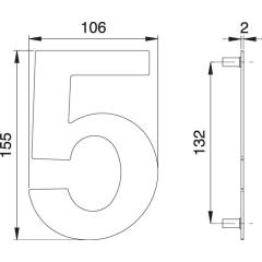 edi - Hausnummer Ziffer 5 VA ma 150 mm B.106 mm