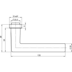 OGRO Türdrückerlochteil  8906 Alu.F1/Satino 4-KT.8 mm DIN L/R