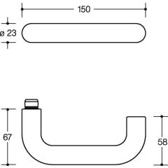 HEWI FS-Garnitur 111PBR13.232 PA 92m K/D TS 38,1-48,0 mm PZ rund DIN L/R