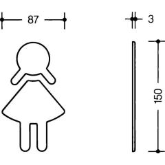 HEWI Symbol Frau 801.91B020 PA Farb-Nr.90 B.87 mm H.150 mm S.3 mm