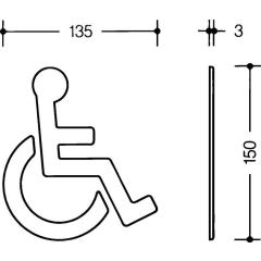 HEWI Symbol Barrierefrei 801.91B030 PA Farb-Nr.90 B.135 mm H.150 mm S.3 mm