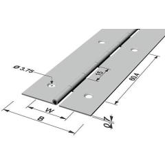 Stangenscharnier B.offen 32mm S.0,7mm 600mm Fe vern.PG