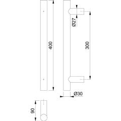 Hoppe Stangengriff E5011 VA Farb-Nr. F69 A. 300mm L.400mm ger. Hoppe