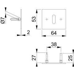 Schlüsselrosetten-Paar E847NS VA F69 Schildst.2mm OB rechteck.Hoppe