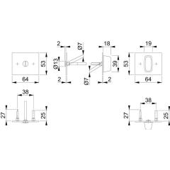 Schlüsselrosetten-Paar E847NS VA F69 Schildst.2mm SK/OL rechteck.Hoppe