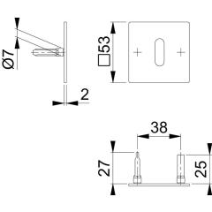 Schlüsselrosetten-Paar E848NS VA F69 Schildst.2mm OB quad.Hoppe