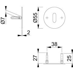 Schlüsselrosetten-Paar E849NS VA F69 Schildst.2mm OB rd.Hoppe