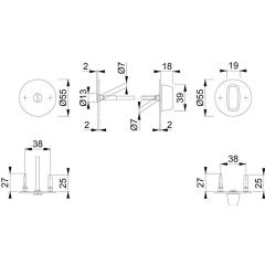 Schlüsselrosetten-Paar E849NS VA F69 Schildst.2mm SK/OL rd.Hoppe