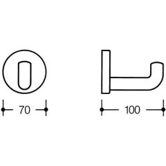 Einzelhaken 477.90.030 einfach A.100mm PA reinweiß 99 D.70mm HEWI