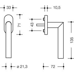 HEWI Fenstergriff 162XAFG.2 30 mm VA ma 30 mm Stand.