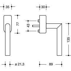 HEWI Fenstergriff abschl.162PCFGA.2 30 mm Kunststoff 99 reinweiß 30 mm abschl.