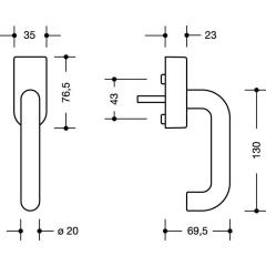 HEWI Fenstergriff abschl.111FGA.1 30 mm Kunststoff 99 reinweiß 30 mm abschl.