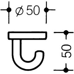 Einzelhaken 477.90.015 Unterkopfh.A.50mm PA 99 reinweiß H.50mm D.50mm HEWI
