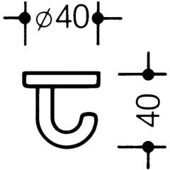 Einzelhaken 477.90.040 Unterkopfh.A.40mm PA 99 reinweiß H.40mm D.40mm HEWI