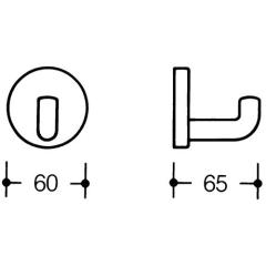 Einzelhaken 477.90.045 einfach A.65mm PA reinweiß 99 D.60mm HEWI