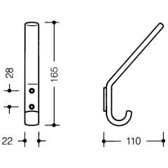 Garderobenhaken 477.90.070 einfach A.108mm PA 99 reinweiß H.163mm HEWI