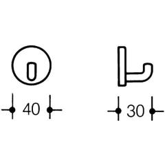 Einzelhaken 801.90.010 einfach A.30mm PA reinweiß 99 D.40mm HEWI