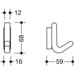 Einzelhaken Ser.477 matt,elastisch Ku.(TPU) 90 tiefschwarz H.68mm HEWI