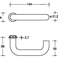 HEWI Türdrückerpaar 111XAM06.130 VA XA m.Mini-Drückerrosette 4-KT.8 mm