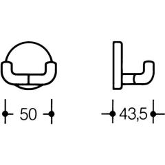 Doppelhaken 477.90B025 dop.A.43,5mm PA 92 grau ma D.50mm HEWI