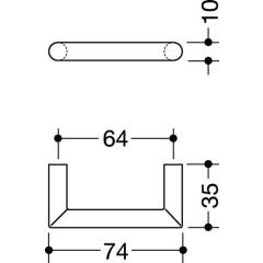 Möbelgriff 562.10.64 PA 92 grau 64mm D.10mm HEWI