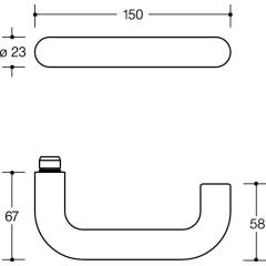 HEWI Türdrückerlochteil 111.23PBRLT Kunststoff 90 tiefschwarz ma 4-KT.8 mm DIN L/R