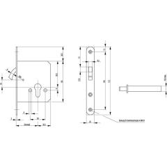 BKS - Zirkelriegelschloss 0372, 20/55 mm, PZ Ausführung, Stulp rund, DIN links/rechts