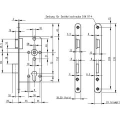 BKS - Einsteckschloss Stulp 20 mm, rund, DIN links, Falle und Riegel Zinkdruckguss