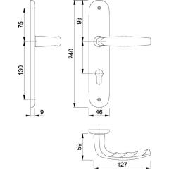 Hoppe Langschildgarnitur Atlanta Aluminium (F1) PZ