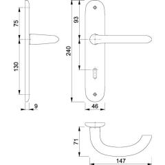 Hoppe Langschildgarnitur Marseille Aluminium (F1) BB