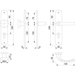 Hoppe Langschildgarnitur Tôkyô Aluminium (F1) PZ